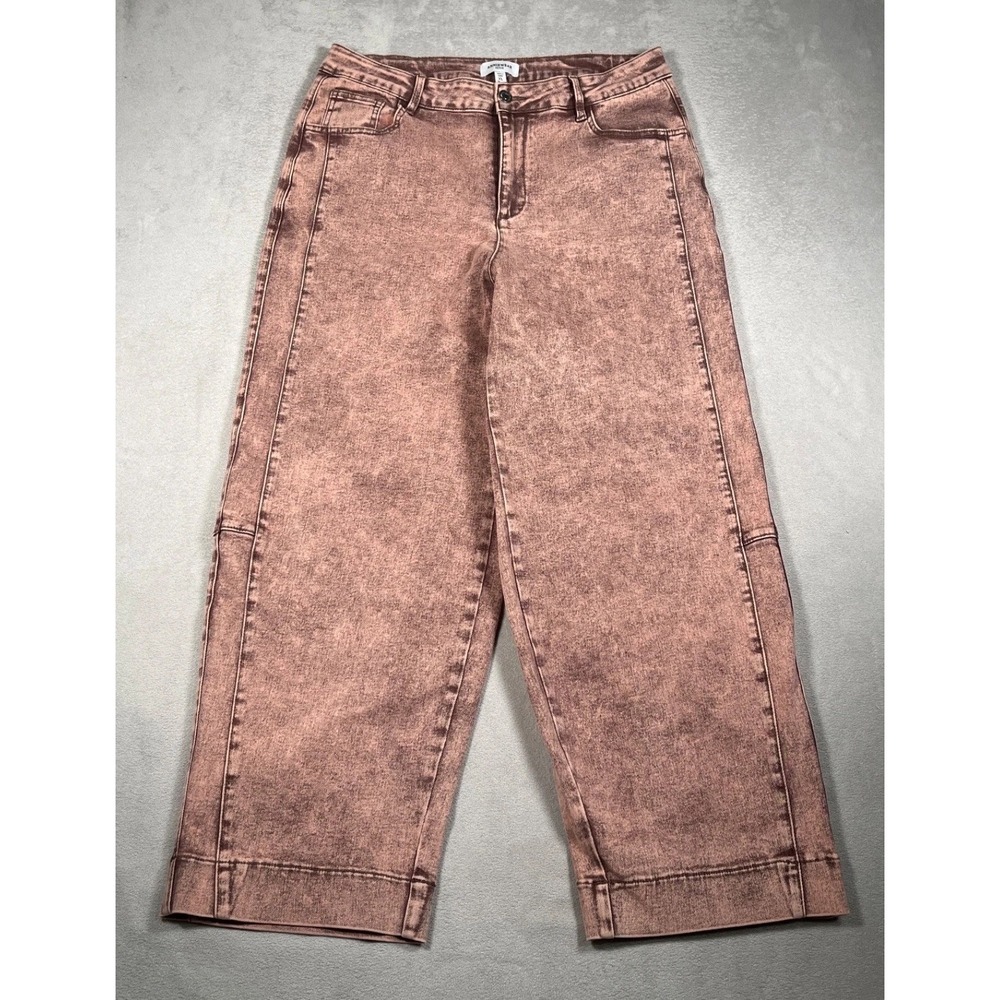 Anniewear Denim Womens XL Wide Leg Pants Acid Wash Mauve Pink Stretch Jeans